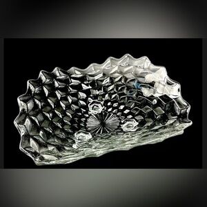 Fostoria American 2056 Clear Tri-corner 3 Footed Serving Fruit Bowl Vintage